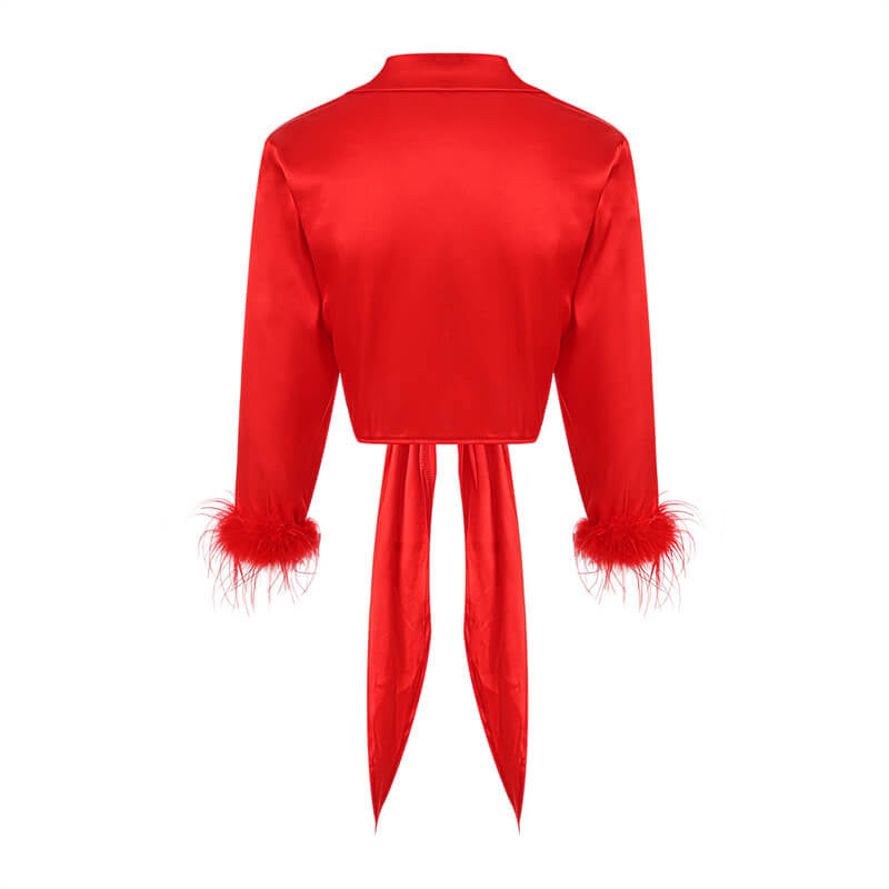 Chemisier en satin rouge sexy