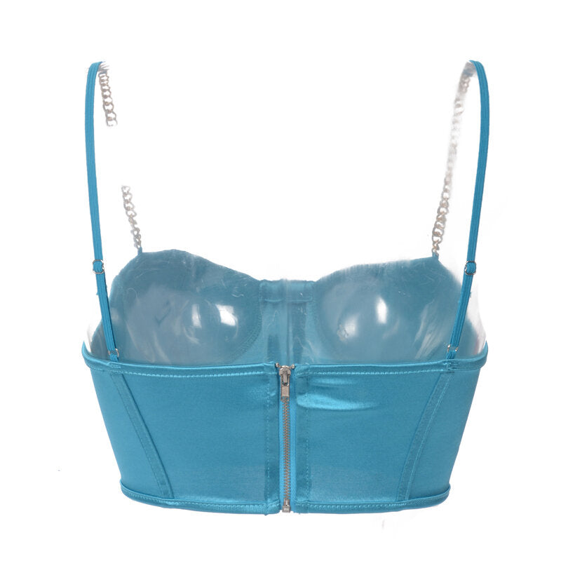 Débardeur bleu Vintage satiné