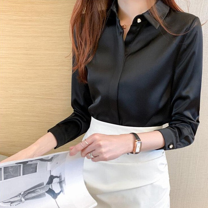 Chemisier en satin Diamond noir