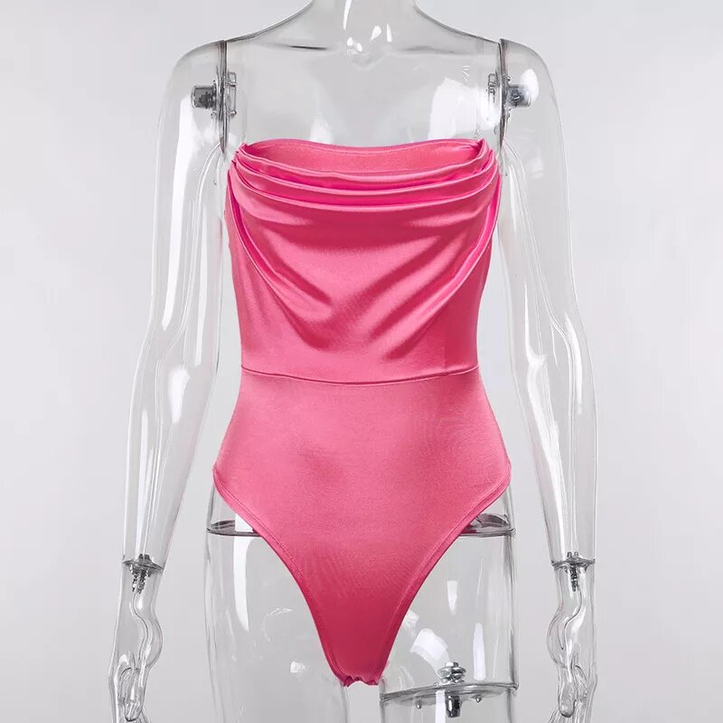 body en satin rose et bustier