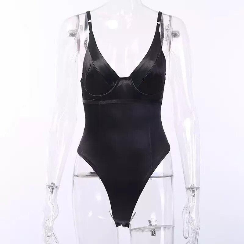 body satiné noir corset