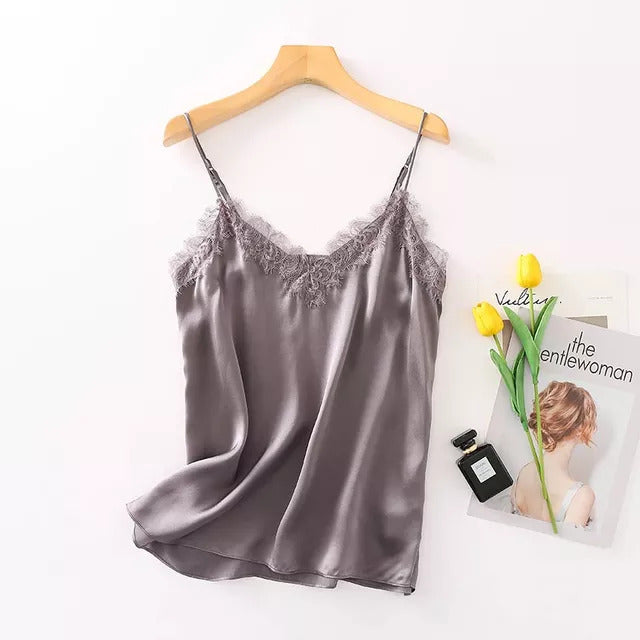 Gray cheap satin camisole