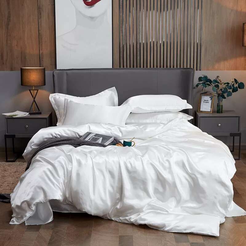 ensemble linge de lit satin blanc
