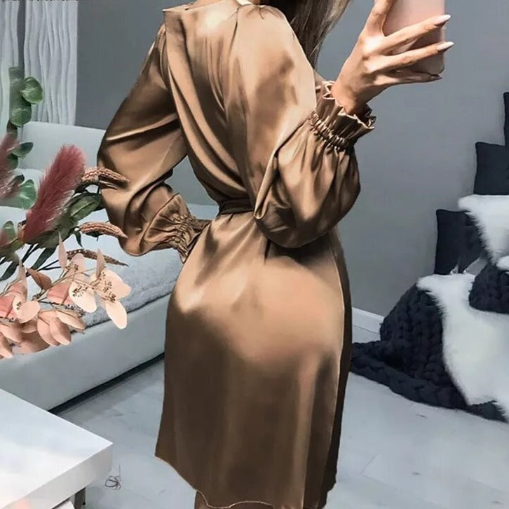 robe beige satin julia