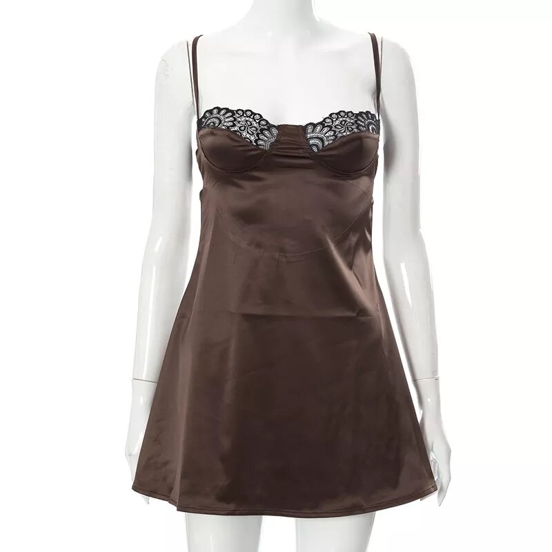 robe satin marron nuisette