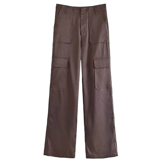 Pantalon en satin marron