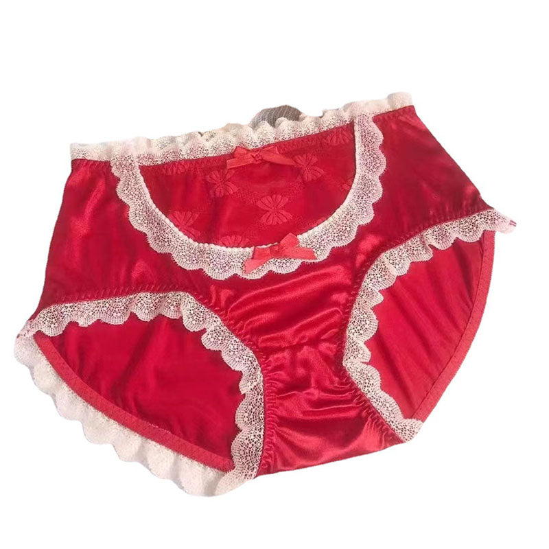 Satin panties with lace stitching