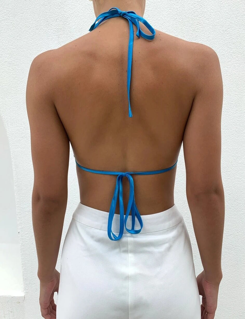 Sexy backless satin top