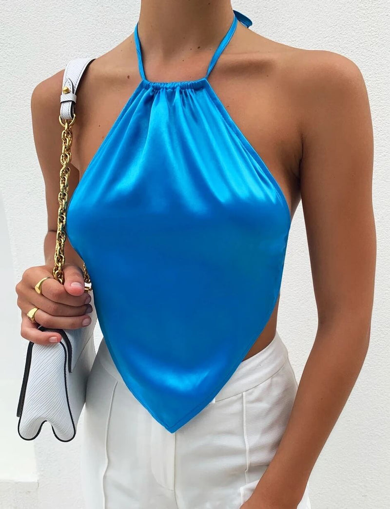 Sexy backless satin top