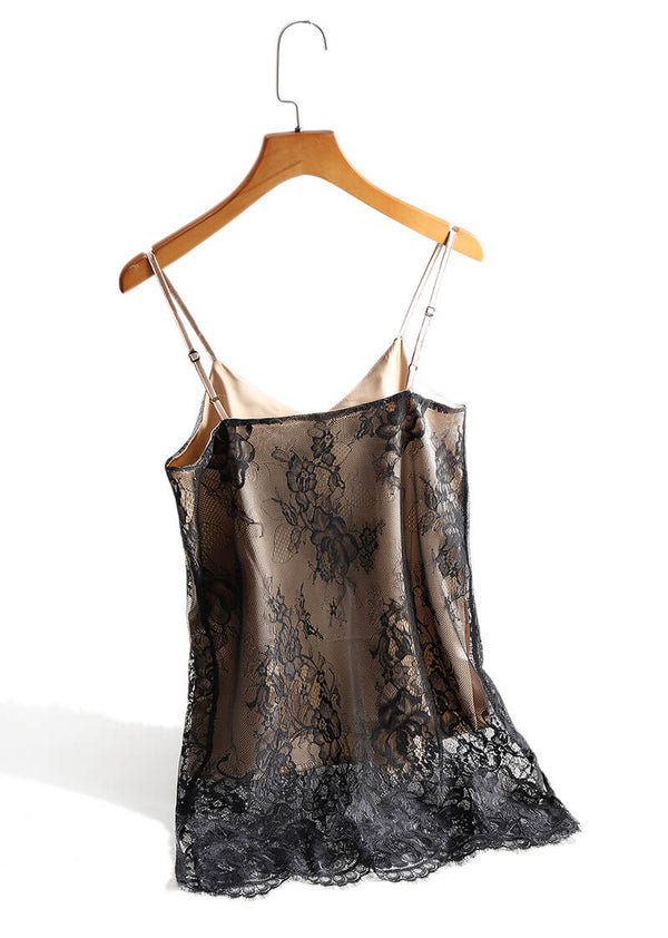 Satin tank top covered with lace
