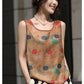 Satin tank top with colorful patterns