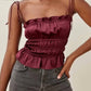 Pleated satin tank top