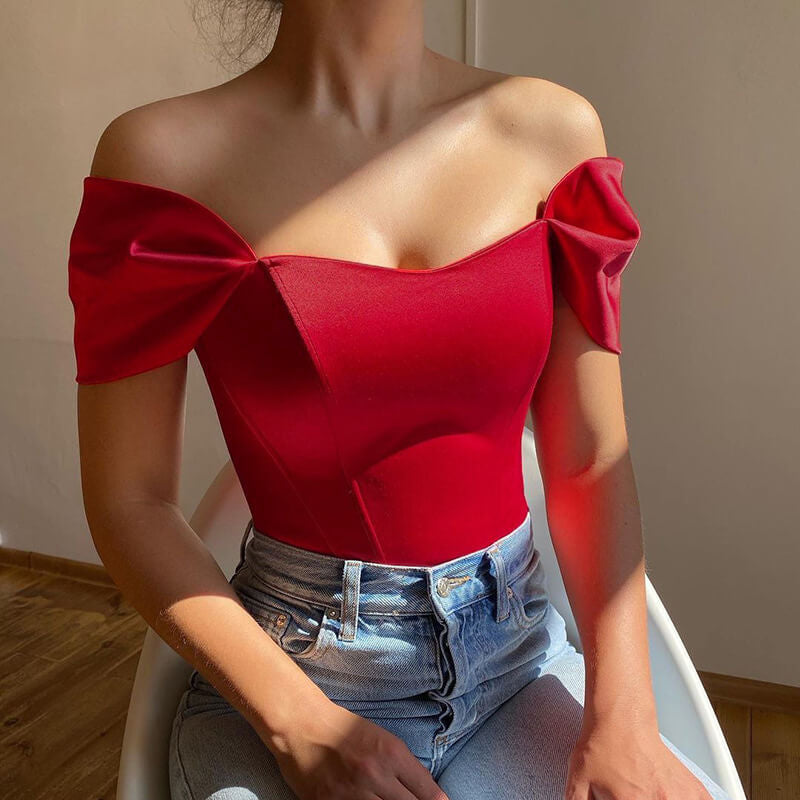 Red satin bodysuit