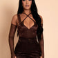 Sexy brown satin bodysuit