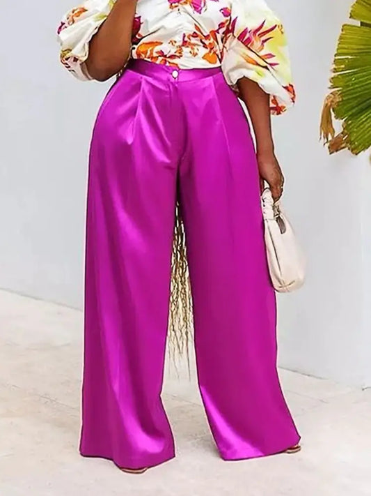 Pink satin pants