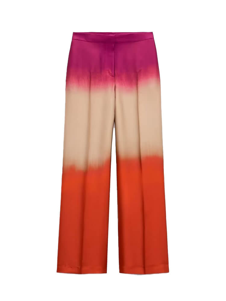 Pantalon en satin tricolore