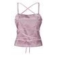 Top en satin rose dénudé