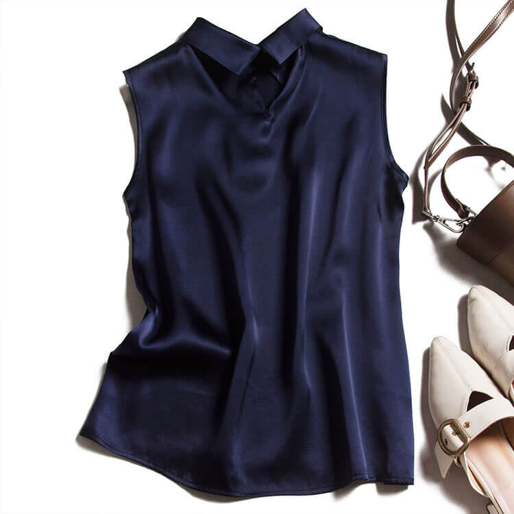 Dark blue satin camisole