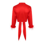 Chemisier en satin rouge sexy