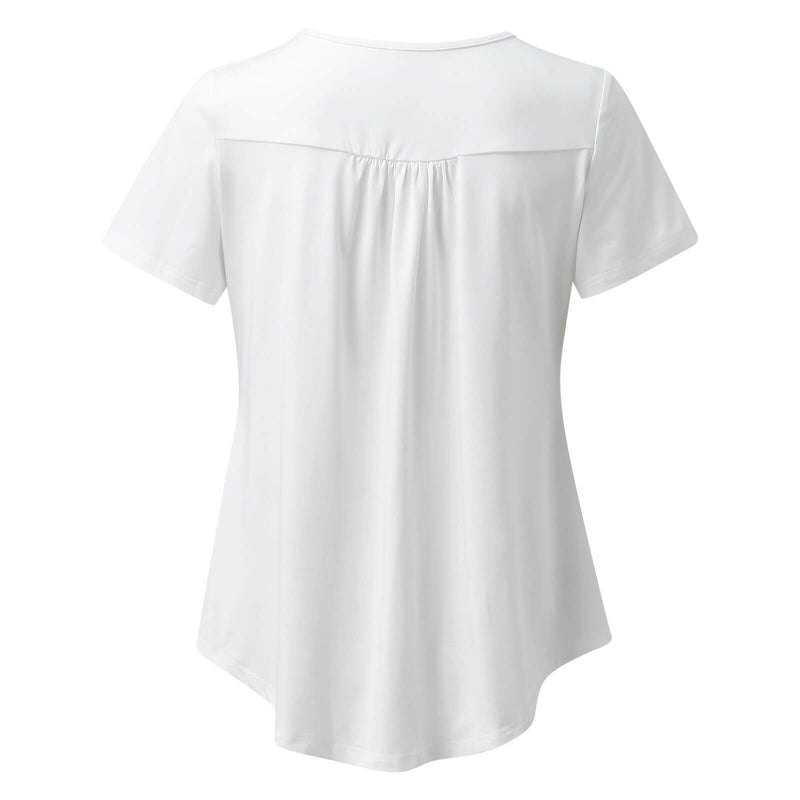 White satin top with lace at the chest