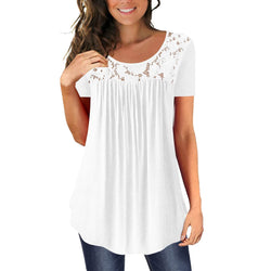White satin top with lace at the chest