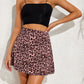 Pink leopard-print satin skirt