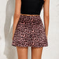 Pink leopard-print satin skirt