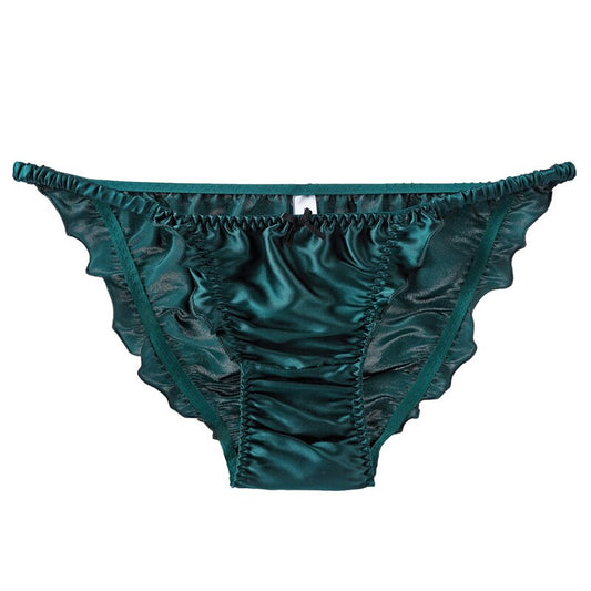 Culotte en satin plissé à noeud vert