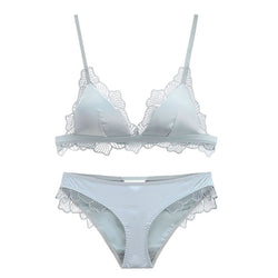 Ensemble de lingerie simple à dentelle gris