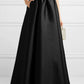 Black long trapeze satin skirt