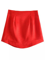 Mini jupe satin basique rouge