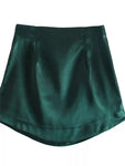Mini jupe satin basique vert sapin