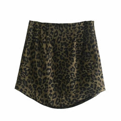 Leopard satin mini skirt