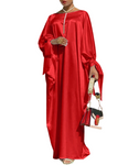 robe satin ample longue et rouge