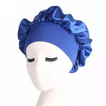 Bonnet satin pour cheveux medium bleu fonce