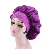 Bonnet satin pour cheveux perlé violet