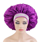 Bonnet satin pour cheveux strass violet