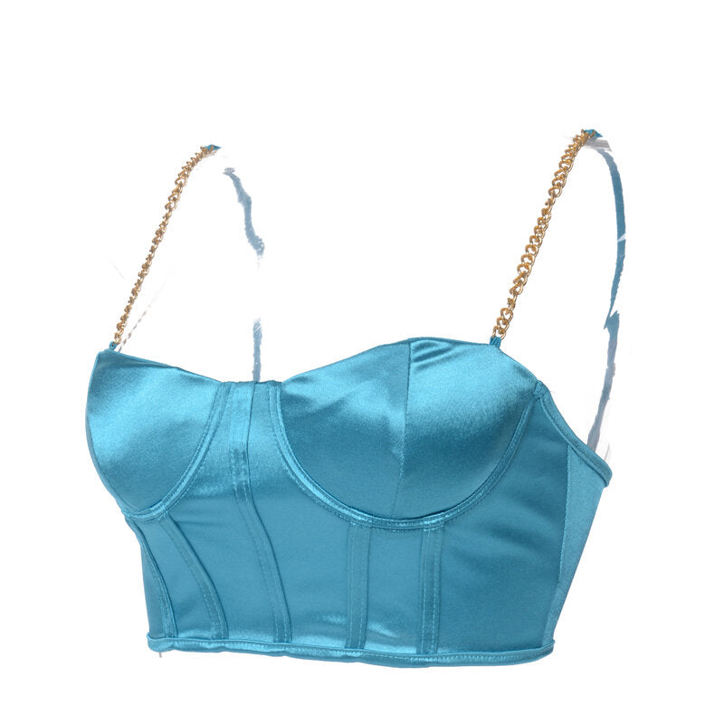 Débardeur Vintage bleu en satin 