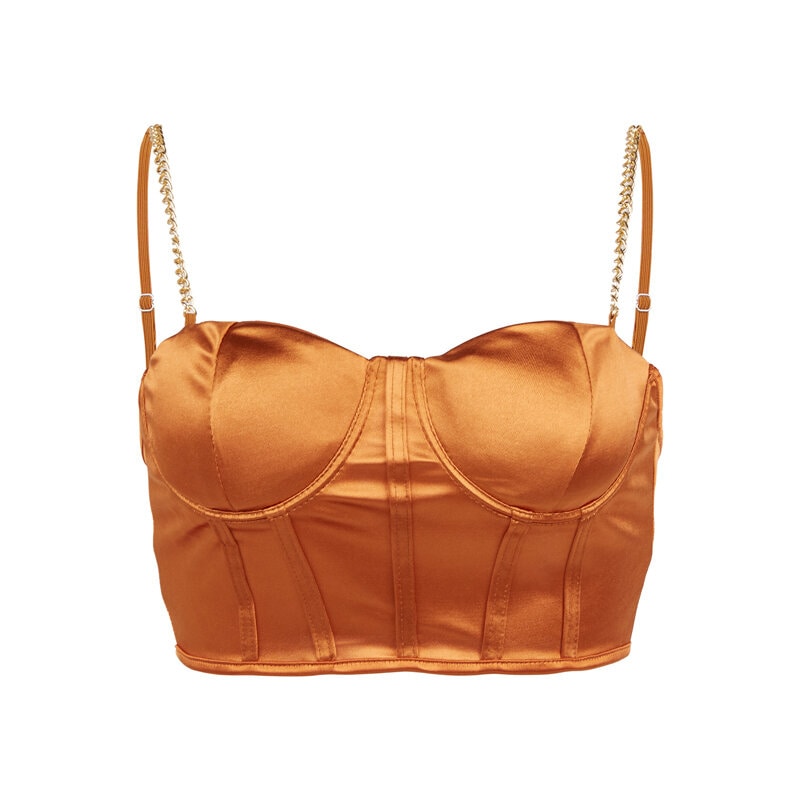 Débardeur en satin Vintage caramel