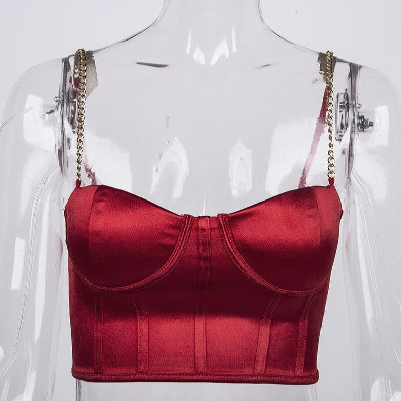 Débardeur rouge en satin Vintage