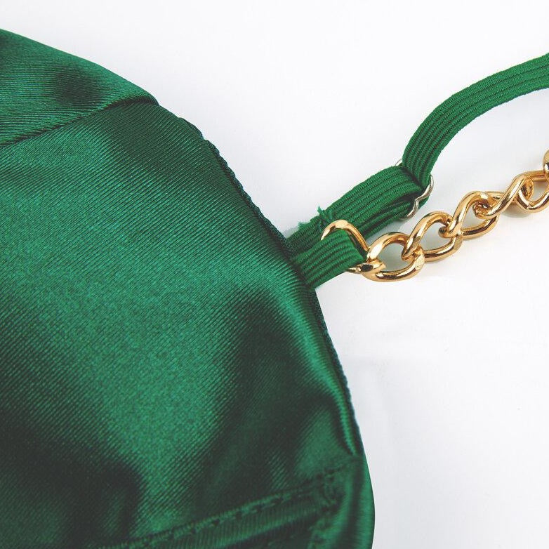 Débardeur satiné vert Vintage