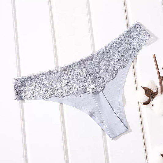 Culotte string en satin à volant gris