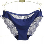 Culotte en satin et dentelle Sophie bleu marine