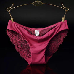 Burgundy Sophie satin and lace briefs