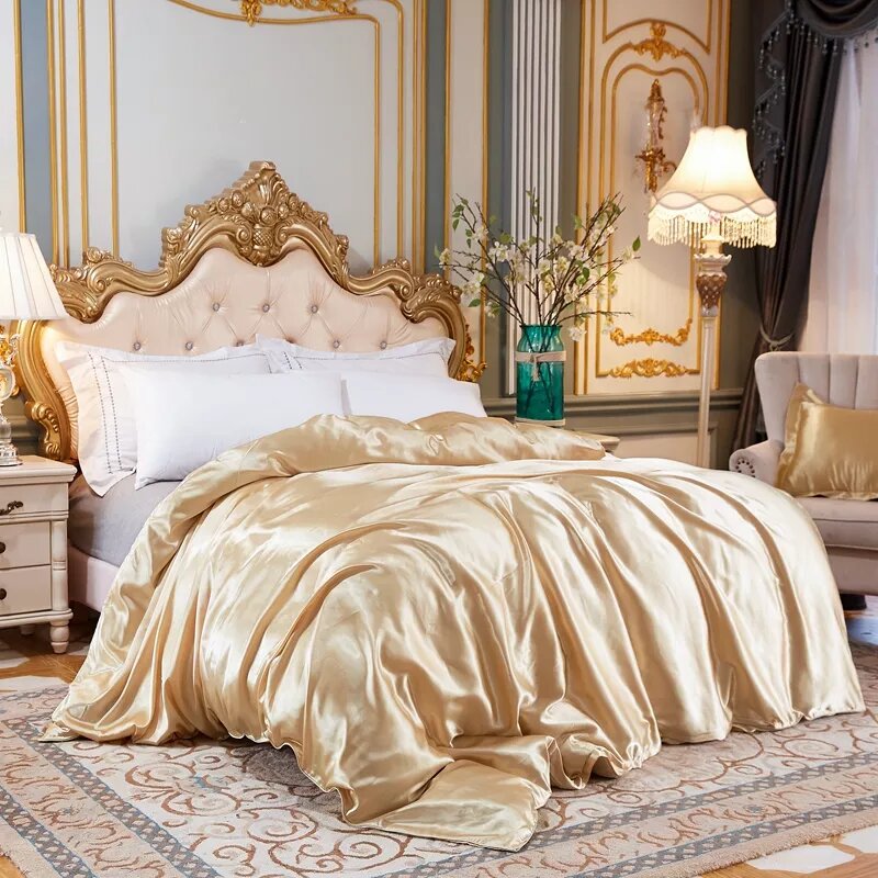 Housse de couette satin or