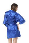 Kimono bleu satiné pour femme