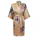 Kimono en satin Floral doré