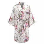 Kimono en satin Pivoine blanc