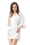 Kimono en satin blanc pour femme