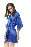 Kimono en satin bleu pour femme